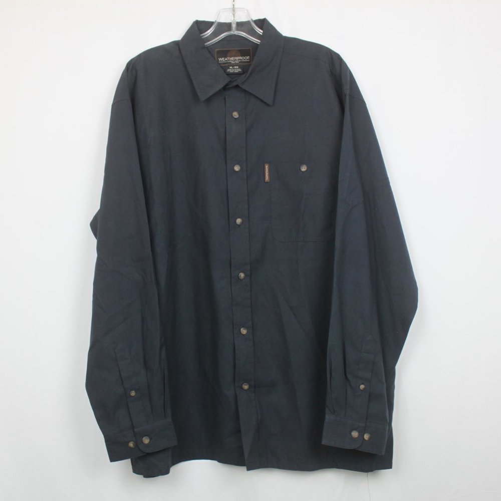 Weatherproof Long Sleeve Button Up Charcoal Black Shirt